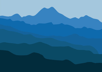 Landscape nature panorama. Vector illustration in flat style.