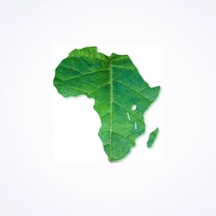Green map of Africa with natural leaves