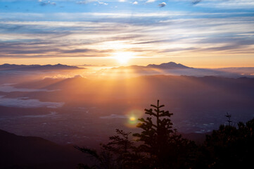 蝶ヶ岳 山頂からの夕陽　〜北アルプス〜