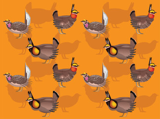 Bird Prairie Chicken Grouse Cartoon Cute Seamless Wallpaper Background