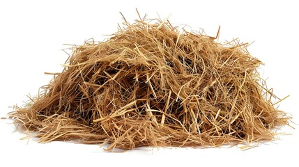 A pile of brown hay isolated on a white background, with high resolution clip art of high quality