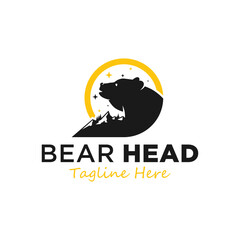 mountain bear illustration logo