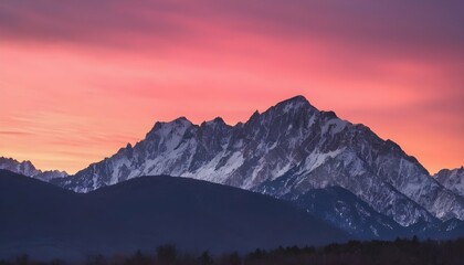 A mountain range outlined against a colorful sunse upscaled_2
