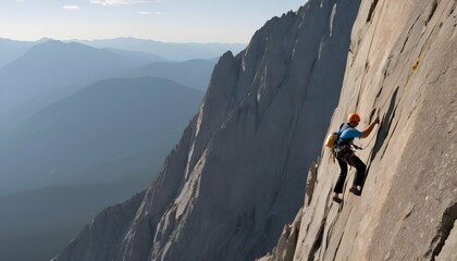 A rugged mountain range with a mountain climber ra upscaled_2