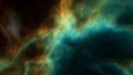 Space background. Nice clean colorful nebula with star field. 3D rendering
