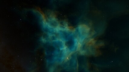 Space background. Nice clean colorful nebula with star field. 3D rendering
