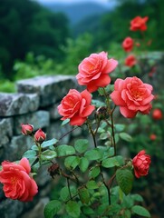 Obraz premium red roses in the garden