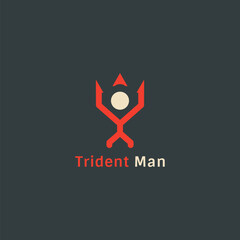 The trident logo is in the shape of a person.