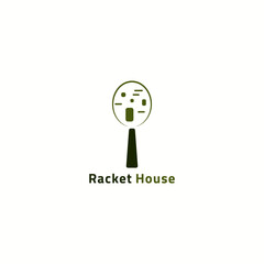 Combination logo of racket and house. Suitable for sports and home businesses.