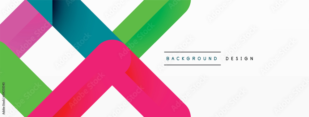 Poster a vibrant ribbon featuring a square center on a white background, with a colorful pattern of rectang