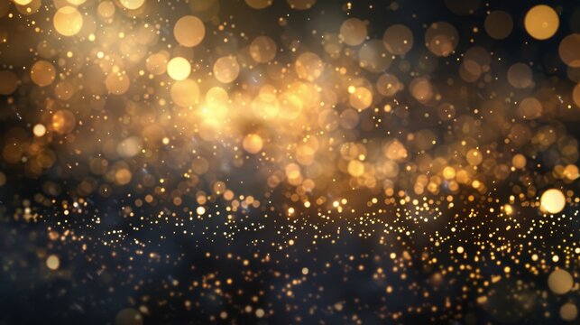 Background with abstract gliter lights, gold and black, de focused
