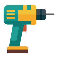 Electric drill flat icon, build & repair elements, construction tool, a colorful solid pattern