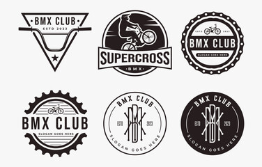 Set of sport BMX logo on white background