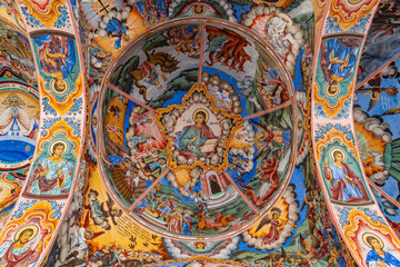 Wall painting of Rila Monastery, an Eastern Orthodox monastery in Rila Mountains, Bulgaria