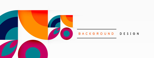 A vibrant graphic design featuring circles and squares in shades of magenta and electric blue on a white background, perfect for a modern brand logo or paper product