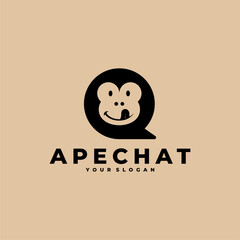 APE TALK CHAT ANIMAL LOGO ICON ILLUSTRATION