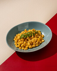 A typical Chinese sweet corn snack mixed with salted egg yolk