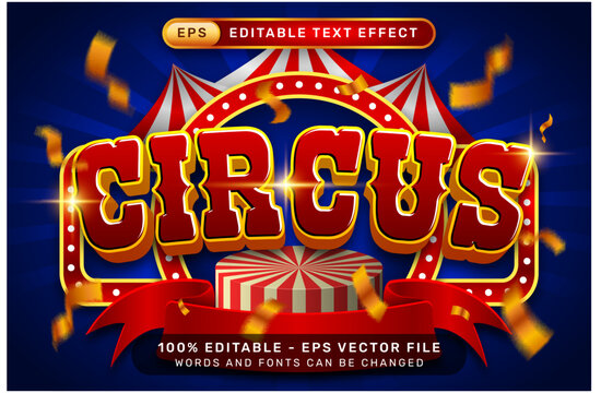 circus 3d text effect and editable text effect with tent and border show