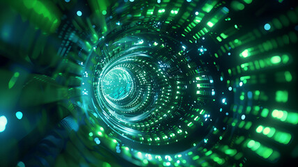 Green light beams speeding in tunnel effect