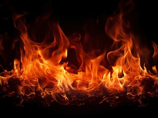 Fototapeta premium Flame burning fire black background wallpaper