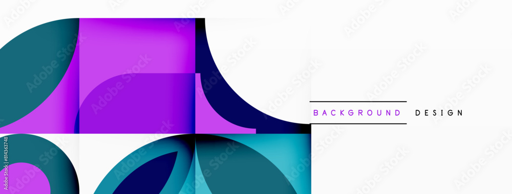Poster An artistic pattern of colorful circles and squares in shades of purple and magenta on a white background, reminiscent of an iris with eyelashes