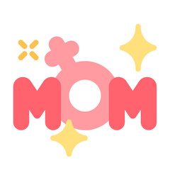 Mom Icon With Flat Color Style