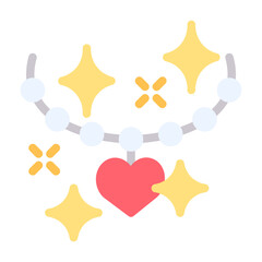 Necklace Icon With Flat Color Style
