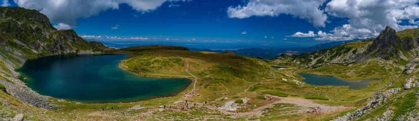 Panorama of the Seven Rila Lakes in the Rila Mountain, Bulgaria