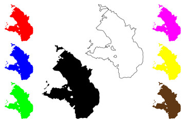 Baden-Baden district (Federal Republic of Germany, Urban district, Baden-Wurttemberg State) map vector illustration, scribble sketch Baden Baden map
