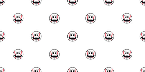 baseball seamless pattern smile face ball vector cartoon doodle softball sport gift wrapping paper scarf isolated repeat wallpaper tile background illustration design