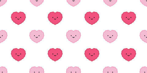 heart seamless pattern valentine fluffy smile vector doodle cartoon doodle gift wrapping paper repeat wallpaper tile background illustration scarf isolated design