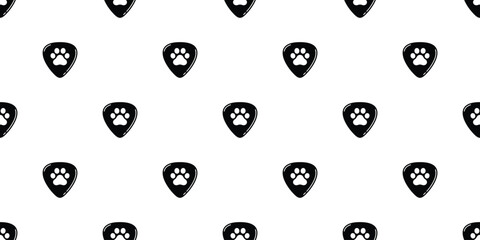dog paw seamless pattern guitar pick cat footprint vector music bass ukulele pet puppy kitten cartoon doodle tile background gift wrapping paper repeat wallpaper illustration scarf isolated design