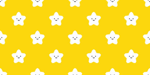 star seamless pattern smile face cartoon vector fluffy doodle cloud night sky gift wrapping paper tile background repeat wallpaper scarf isolated illustration design