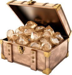 treasure chest box of beige crystal isolated on white or transparent background,transparency 