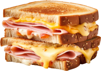 sandwich ham and cheese isolated on white or transparent background,transparency 