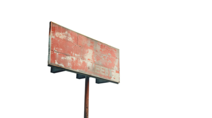 blank big sign board on beautiful blue sky. Transparent, isolated on white.