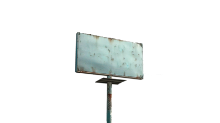 blank big sign board on beautiful blue sky. Transparent, isolated on white.