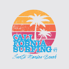 California surfing beach Illustration typography for t shirt, poster, logo, sticker, or apparel merchandise