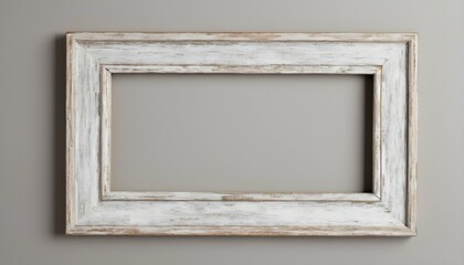 A distressed wooden frame with a whitewashed finis