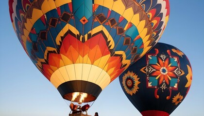 A hot air balloon adorned with vibrant patterns in upscaled_3