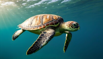 A sea turtle icon swimming in the ocean upscaled_3