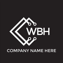 Obraz premium WBH letter technology logo design on black background. WBH creative initials letter IT logo concept. WBH setting shape design 