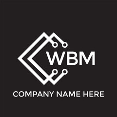 WBM letter technology logo design on black background. WBM creative initials letter IT logo concept. WBM setting shape design
