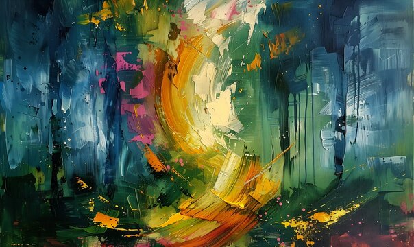person walking forest umbrella twisted turn fate abstraction green gold palette twin souls abstract high luminosity whirlwind