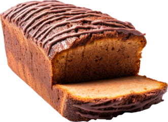 chocolate pound cake isolated on white or transparent background,transparency 