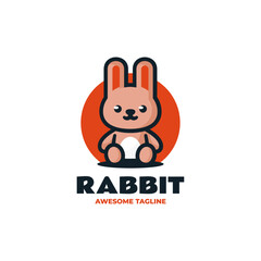 Vector Logo Illustration Rabbit Mascot Cartoon Style.