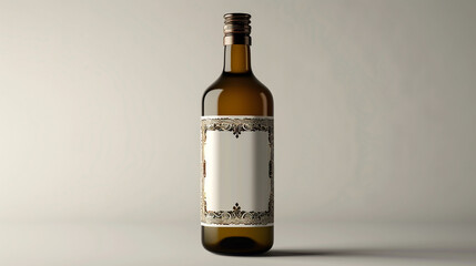 bottle of champagne Red wine bottle with blank label on white background. Easily apply your custom design on the label.
