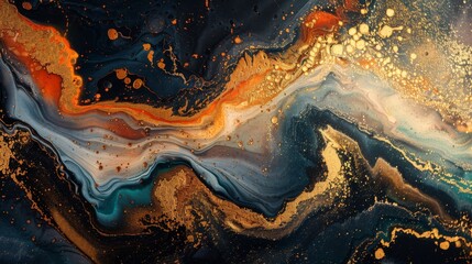 Obraz premium Abstract oil gold foil painting with earthy tones, great as background or texture wallpaper