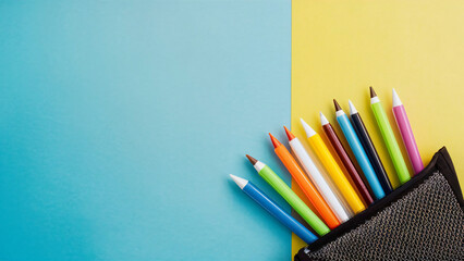school supplies with one light color background naturally