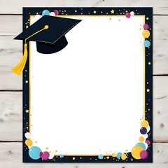 Graduation cap with festive background, blank space for text